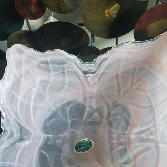 Vintage Murano Pink Swirl Glass Centerpiece Bowl - Picture 4 of 5